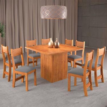 Imagem de Mesa de Jantar 8 Lugares Alexa Marrom/Veludo Cinza 26186 - Pnr Móveis
