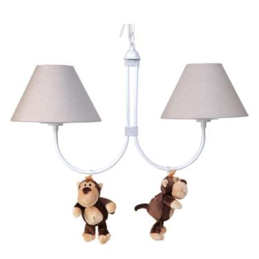 Imagem de Lustre 2L Simples Floresta Com 2 Macacos Bebê Infantil - Potinho de me