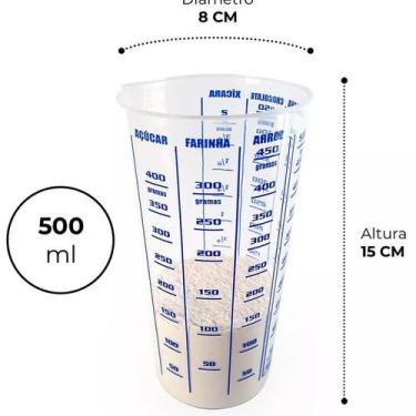 Imagem de Copo Medidor Graduado de 500ml/ Açucar/ Arroz/ Semolina/ Xícara - BT21