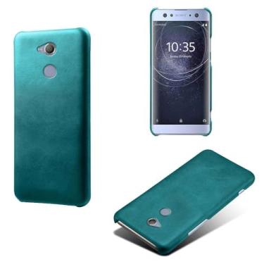 Imagem de Capa para Sony Xperia XA2 Ultra,Proteção contra quedas,Casca de volta de cor sólida simples,Design de couro de imitação de plástico-Green