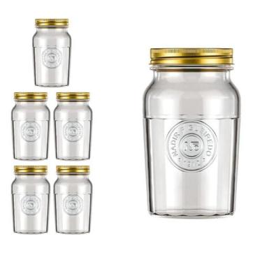 Imagem de 5 Pote Americano Mantimento Café Vidro Vintage 1L Nadir - NADIR FIGUER