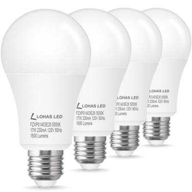 Imagem de Lâmpadas LED LOHAS A19 17W 5000K 1600lm E26, pacote com 4 - L LOHAS LE