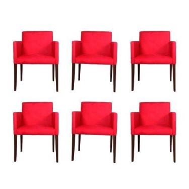 Imagem de Kit 6 Poltronas Nina Estilo Retrô Tecido Suede Ideal Para Sala De Esta