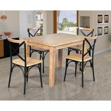 Imagem de Mesa Jantar Retangular Aurora 120X80 Com 4 Cadeiras Paris Base Alumíni