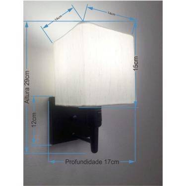 Imagem de Arandela Quadrada Vivare Md-2019 Base Preto Com Interruptor Cúpula Em Tecido - Bivolt Preta-linho-bege 127-220v