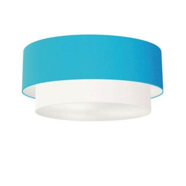 Imagem de Plafon Para Quarto Cilíndrico Sq-3065 Cúpula Cor Azul Turquesa Branco