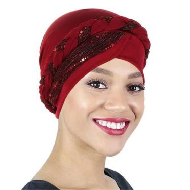 Imagem de Hijab Turbante Feminino Pré-amarrado - Bloco de Cores em Seda Brilhant