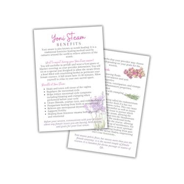 Imagem de Boutique Marketing LLC - Cartão Postal de Infocards Yoni Steam Benefícios | Pacote com 30 | Tamanho Grande 10 x 15 cm | Branco com Design de Ervas