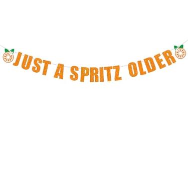 Imagem de Faixa pré-amarrada Just a Spritz mais antiga, decoração de festa Aperol Spritz, decorações de aniversário laranja com glitter limão cítrico