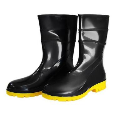 Imagem de Bota de Chuva Bracol PVC C/ Forro PRETO/AMARELO, PRETO E AMARELO, 43