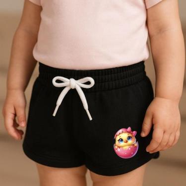 Imagem de Short Moletinho Infantil Feminino Estampado Patinha Charmoso Delicado 