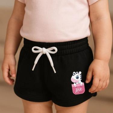 Imagem de Short Moletinho Infantil Feminino Estampado Zebra no Bolsinho Modernin