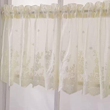 Imagem de QLDFX Cortina curta de cozinha cortina de bistro cortina estilo campestre Voile bordado Pull-Through cortina nível cortinas sanefa, cortina curta transparente sala de jantar café janela decoração 1