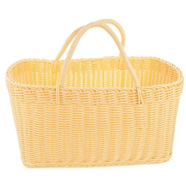 Imagem de Cesta de armazenamento de vime de tecido de plástico: Cesta feita à mão com alça sacola de compras para piquenique ao ar livre