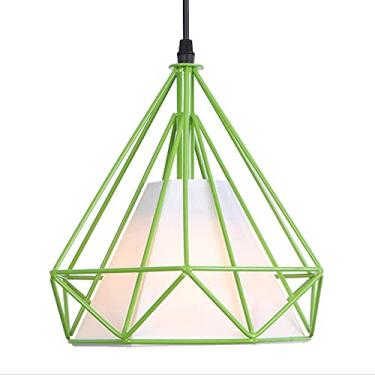 Imagem de Lustres de cone europeus, gaiola de arame arte abajur moderno industrial luminária suspensa base E27 25 cm cores abajur de metal para ilha de cozinha, bar, sala de estar luminárias pendentes