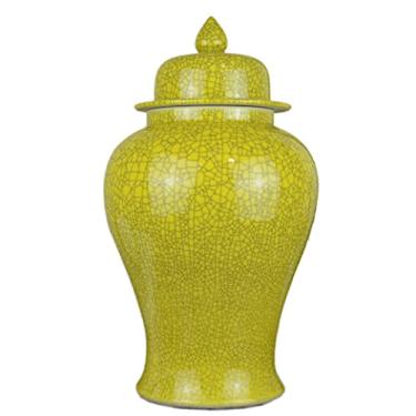 Imagem de Vaso de cerâmica amarela com tampa para decoração de casa, vaso de flores secas modernas para mesa de sala de estar, mesa de mesa, potes de presente de porcelana, P (Y