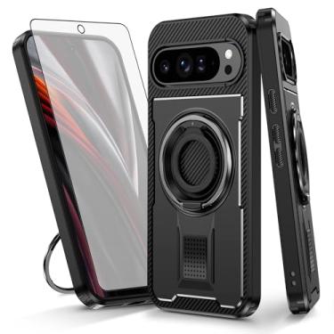 Imagem de Asuwish Capa de celular para Google Pixel 9 Pro XL com protetor de tela de vidro temperado e suporte de anel à prova de choque, suporte protetor, acessórios para celular Pixel9 9Pro 9ProXL, nove