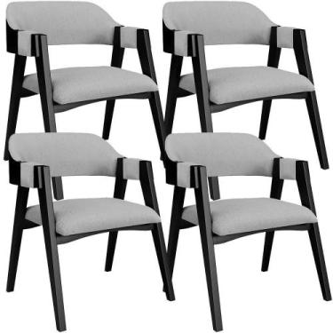 Imagem de Kit 4 Cadeiras Sala De Jantar Estar Living Estofada Suran L02 Preto Li