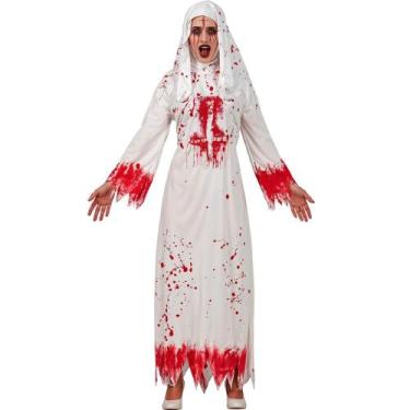 Imagem de Fantasia Halloween Feminina Adulta de Terror Freira Mal Assassina Mong
