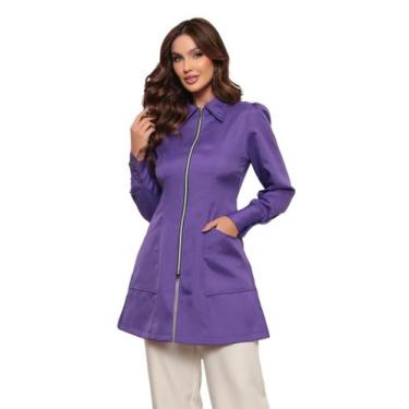 Imagem de Jaleco Feminino em Oxford Eli Zíper Manga Longa Roxo - gardenia jaleco