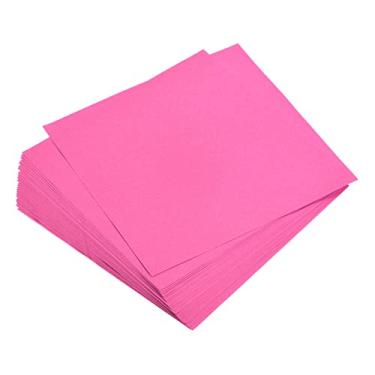 Imagem de 50 folhas de papel origami dupla face rosa fluorescente 15 x 15 cm folha quadrada para projetos de arte, iniciantes, decoração de presentes