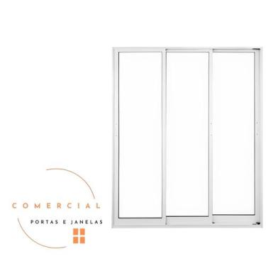 Imagem de PORTA BALCÃO BRANCA 3 FOLHAS VIDRO TEMPERADO ALUMINIO 25mm - Comercial
