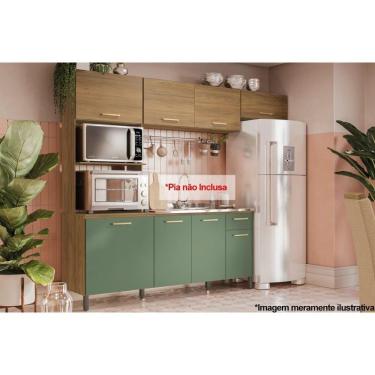 Imagem de Kit De Cozinha Completa 4 Peças L780a (2aéreo+1balcão+1paneleiro) S- Tampo Nogueira-verde - Kappesberg