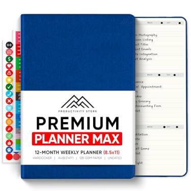 Imagem de Planner PRO MAX 21,5 cm x 28 cm - Planejador diário, semanal e mensal 2024 - Melhor planejador de objetivos sem data, negócios e produtividade - Grande A4 capa dura 21,5 cm x 28 cm (marrom) (Loja de produtividade)