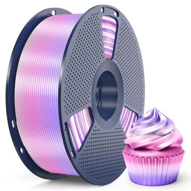 Imagem de SUNLU Filamento PLA de seda arco-íris 1,75 mm, filamento 3D gradiente multicolorido, filamento de impressora 3D de seda brilhante, precisão dimensional +/-0,02 mm, carretel de 1 kg (1 kg), seda