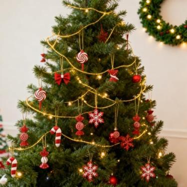 Imagem de 5 peças de enfeites de pirulito de bengala doce de Natal vermelho, decorações de árvore de Natal, pingentes para árvore de Natal, Ano Novo, festival, decoração de festa para casa