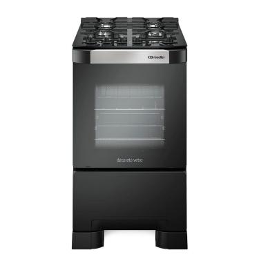 Imagem de Fogão 4 Bocas à Gás Mueller Decorato Vetro G3 Acendimento Automático Mesa em Vidro Preto Bivolt