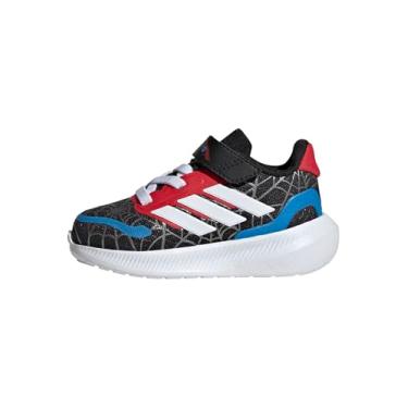 Imagem de adidas Tênis infantil Marvel Run Falcon elástico de renda e alça, Homem-Aranha/Preto/Branco/Rubi Puro, 17