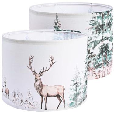 Imagem de Novantl Abajur de 33 cm, abajur de floresta verde, abajur de veado com impressão HD para crianças, conjunto de 2 persianas com aranha/uno, abajures para candeeiros de mesa, luminárias de chão, lustre