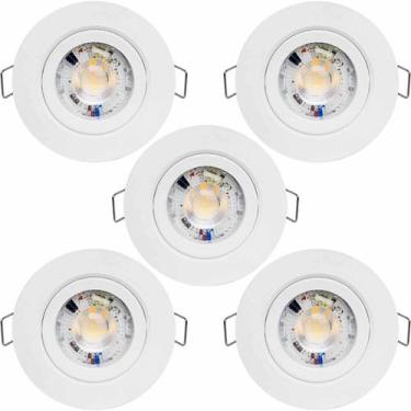 Imagem de KIT 5 SPOT LED REDONDO DIRECIONAVEL EMBUTIR 12W BRANCO QUENTE 3000k BI