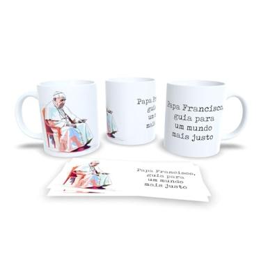 Imagem de Caneca Religiosa Católica, Cerâmica Branca Brilhante, 325ml, Design de Terço Em Aquarela, Cilíndrica, Para Bebidas Quentes, Reutilizável, Própria Para Lava-Louças (13752)