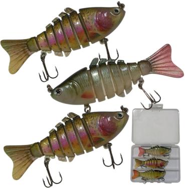Imagem de Isca Artificial 3 Peixes Articulado Pesca Pescaria Alto Realismo Camping Fishing Lambari Robalo Traia Tainha Mar Rio
