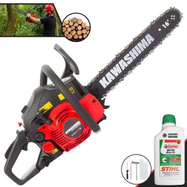 Imagem de Moto Serra À Gasolina KCS 420-S Kawashima 42cc Alta Potência e Rotação Com Sabre 16’’, Carcaça de Alumínio e Sistema Antivibratório + ÓLEO STIHL 2T