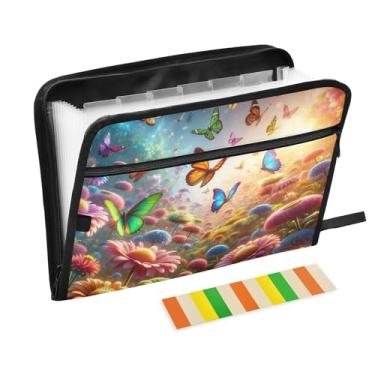 Imagem de Pastas de arquivo expansíveis de borboletas de flores A4 Pasta sanfonada de documentos em papel para escola e escritório