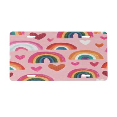 Imagem de Placa de licença bonita rosa arco-íris para frente do carro placas de carro alumínio metal adequado para caminhão, placa de porta de carro, bar, café, acessórios automotivos para homens e mulheres 15