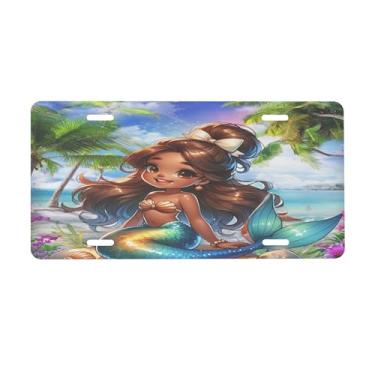 Imagem de Placa de licença de sereia de verão para frente do carro placas de carro metal de alumínio adequado para caminhão, placa de porta de carro, bar, café, acessórios automotivos para homens e mulheres 15