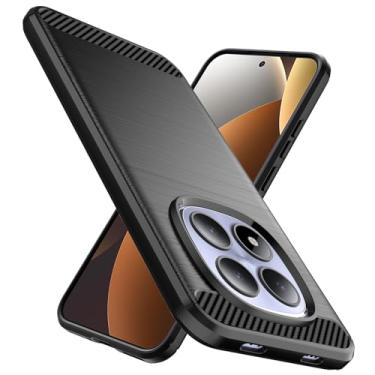 Imagem de Natbok Capa projetada para Xiaomi Redmi Note 15 Pro 5G, TPU flexível [textura escovada] [antiderrapante] à prova de choque, proteção militar, capa fina para Redmi Note 15 Pro 5G, preta