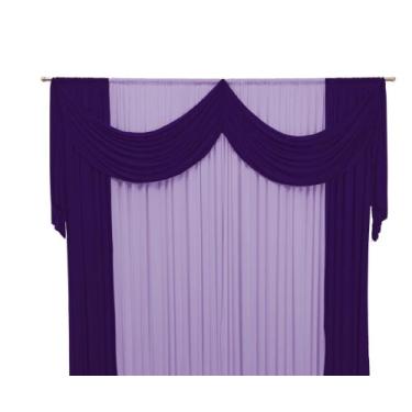 Imagem de Cortina Kátia Com Bandô Duplo Malha 2 Cores 2,00 x 1,70m Decoração Par