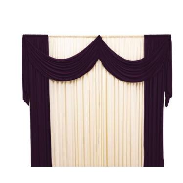 Imagem de Cortina Kátia Com Bandô Duplo Malha 2 Cores 2,00 x 1,70m Decoração Par