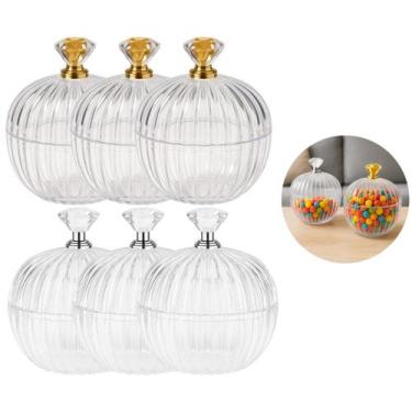 Imagem de 6 Mini Baleiro Transparente Pote com Tampa Festas Decoração - Rio Tiju