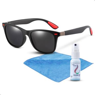 Imagem de Kit Óculos De Sol Masculino Polarizado Spray Flanela Limpeza-Masculino