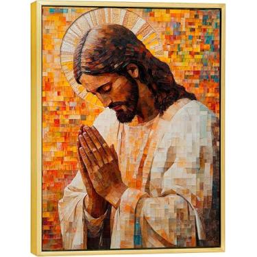 Imagem de Lake Quadros Canvas com Moldura Flutuante, Jesus, 40x50cm, Arte Para Quarto, Sala, Corredor