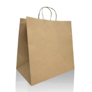 Imagem de Sacola kraft papel g grande 100 unid alça torcida reforçada - MLBpel