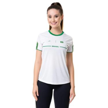 Imagem de Camiseta Elite Brasil Logo Feminina - Branco e Verde Branco-verde G-Feminino