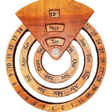 Imagem de Calendário Perpétuo em Madeira Maciça – Decoração de Mesa/Escritório – Presente Artesanal – Sustentável & Durável