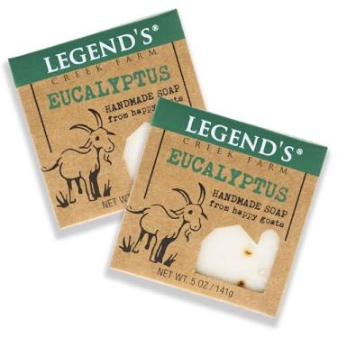 Imagem de Legend's Creek Sabonete de leite de cabra da fazenda – barra hidratante de limpeza para mãos e corpo – 142 g de espuma cremosa, nutritivo, sabonete natural suave para pele sensível (Eucalipto, pacote